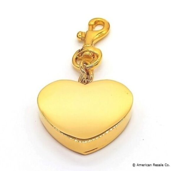 COACH Vintage Legacy Stripe Magnetic Heart Gold Locket Fob Keychain Poppy - Picture 7 of 10